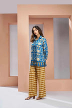 Royal Blue Pure Muslin Silk Printed Co-ord Set