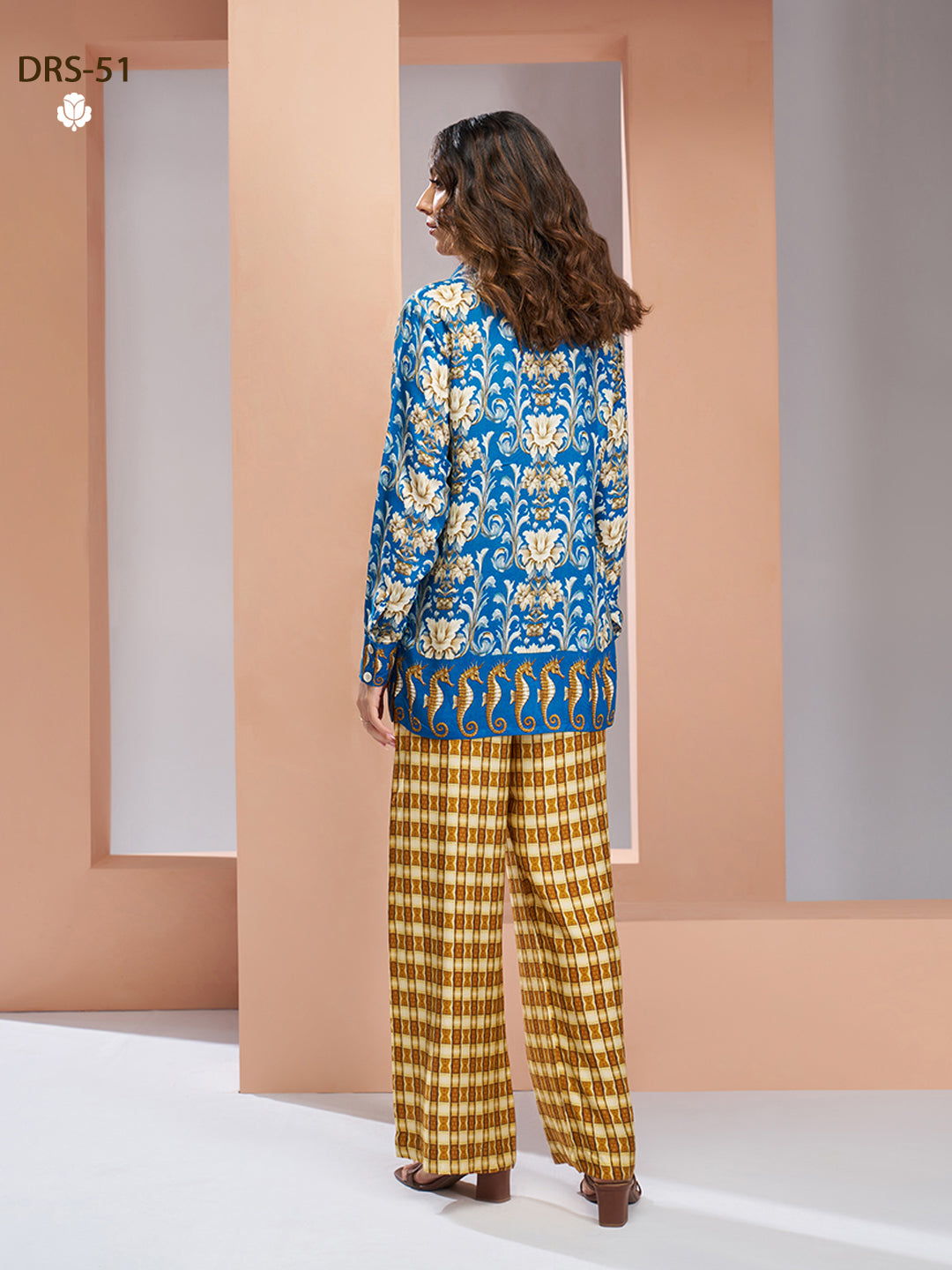ROYAL BLUE PURE MUSLIN SILK PRINTED SHIRT PANT - qivii