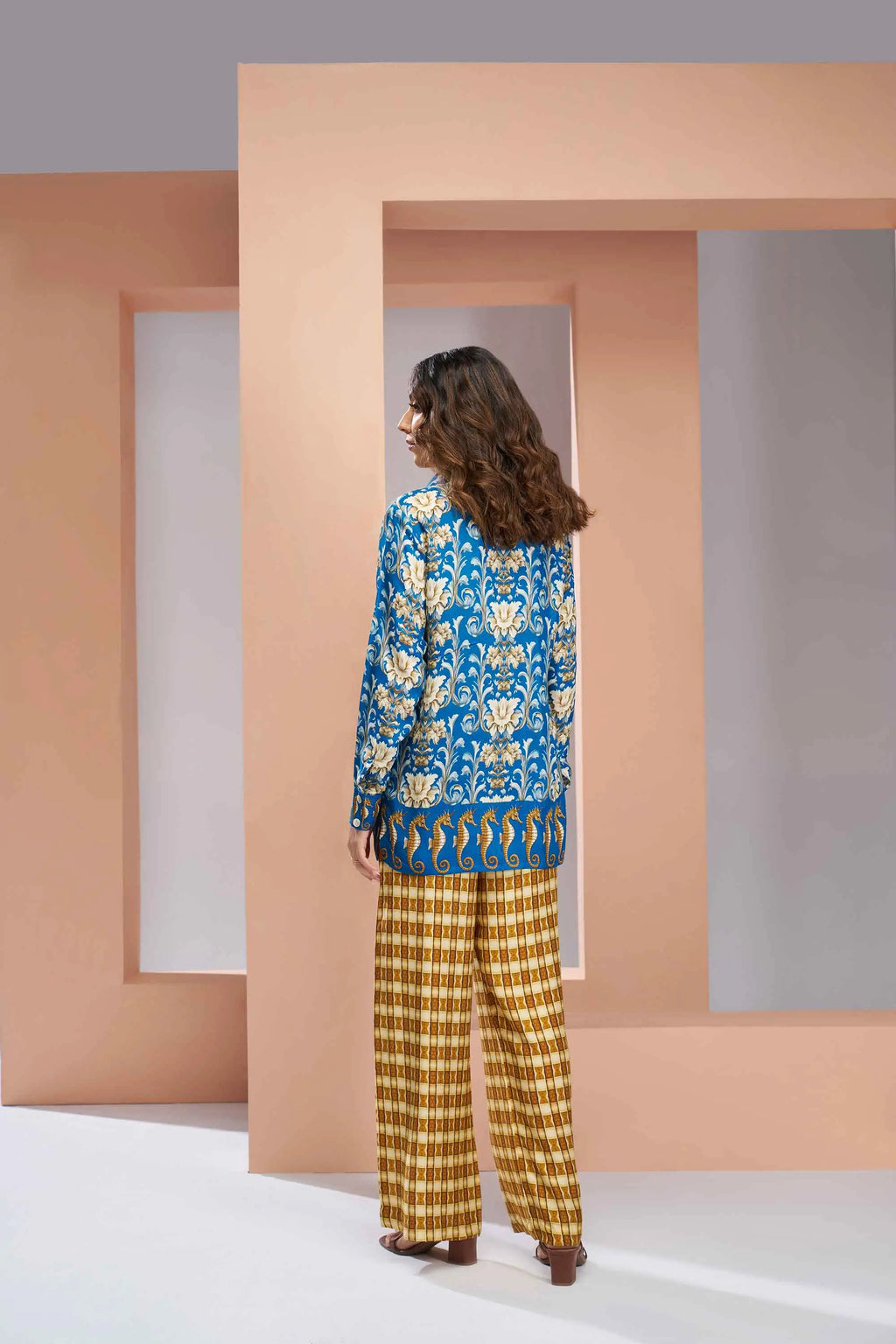 Royal Blue Pure Muslin Silk Printed Co-ord Set