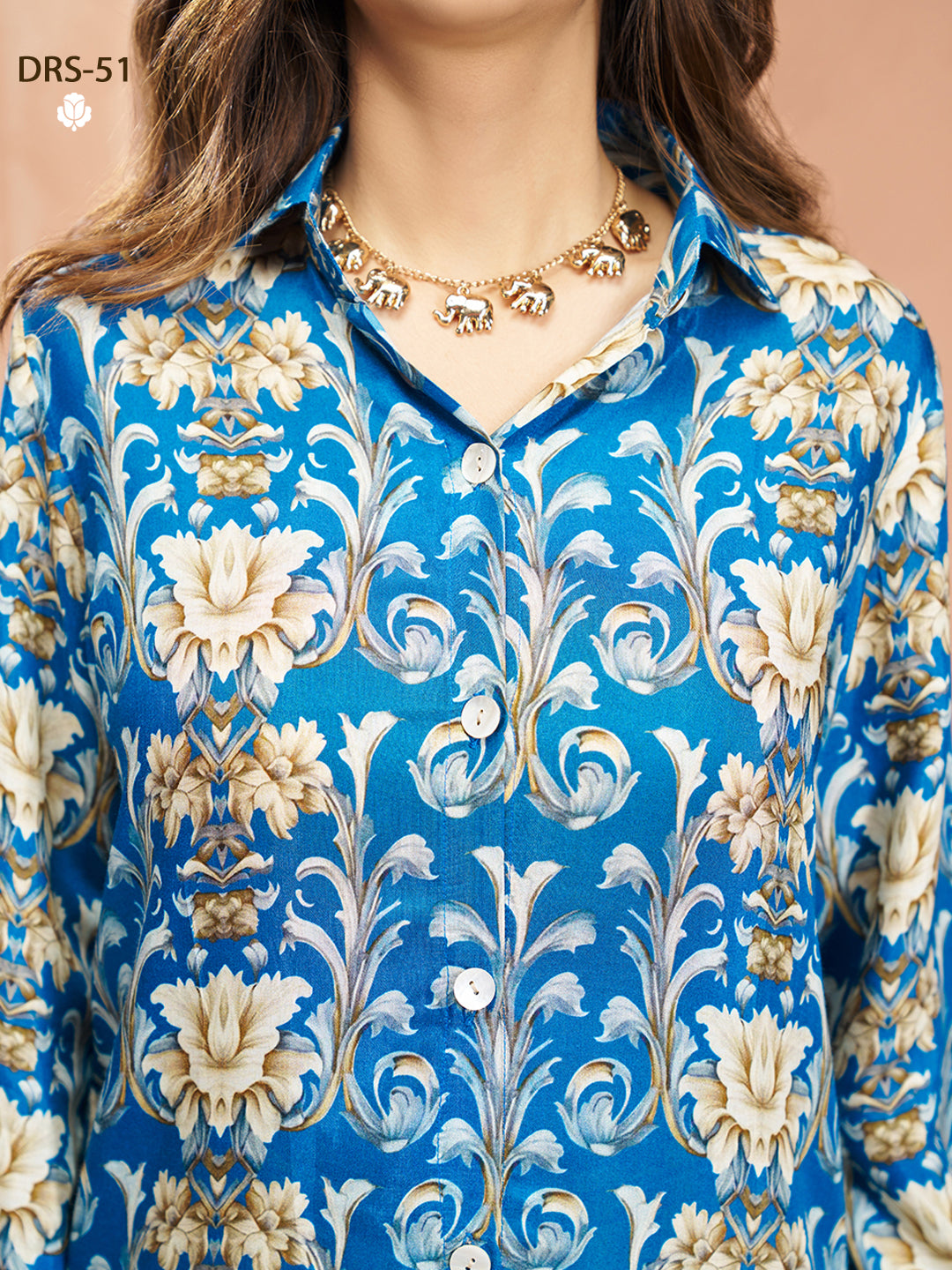 ROYAL BLUE PURE MUSLIN SILK PRINTED SHIRT PANT - qivii