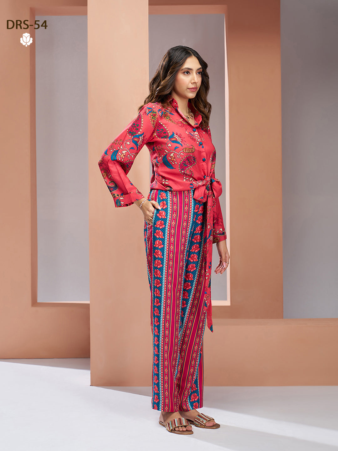 PINK PURE MUSLIN SILK PRINTED SHIRT PANT - qivii