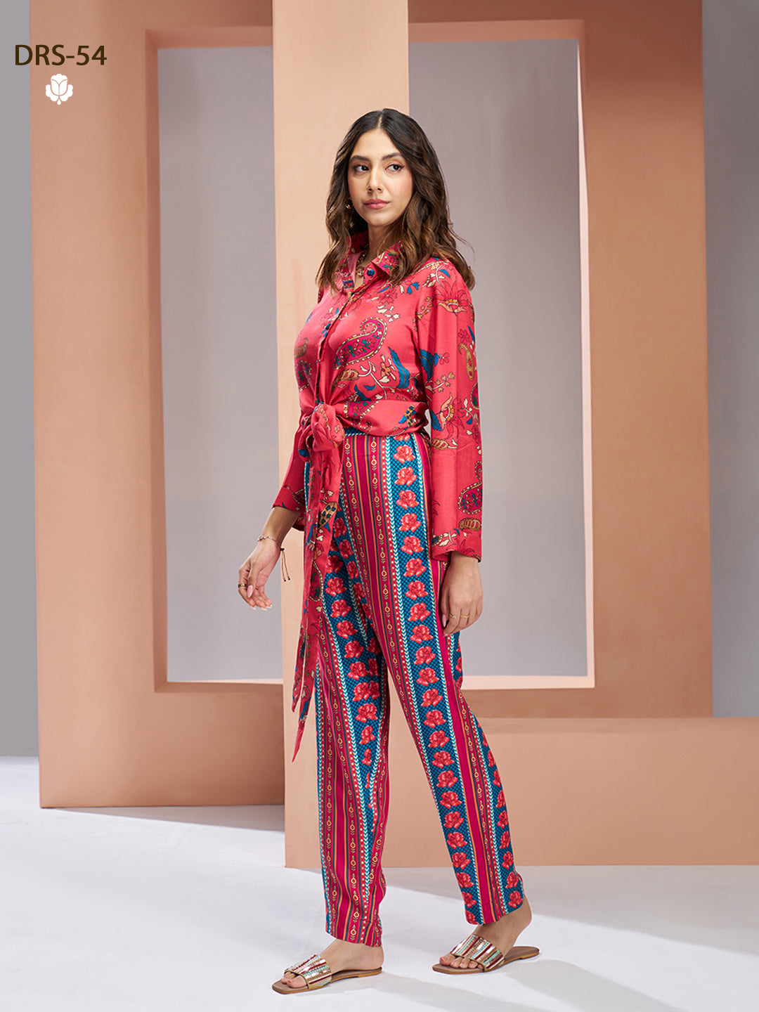 PINK PURE MUSLIN SILK PRINTED SHIRT PANT - qivii