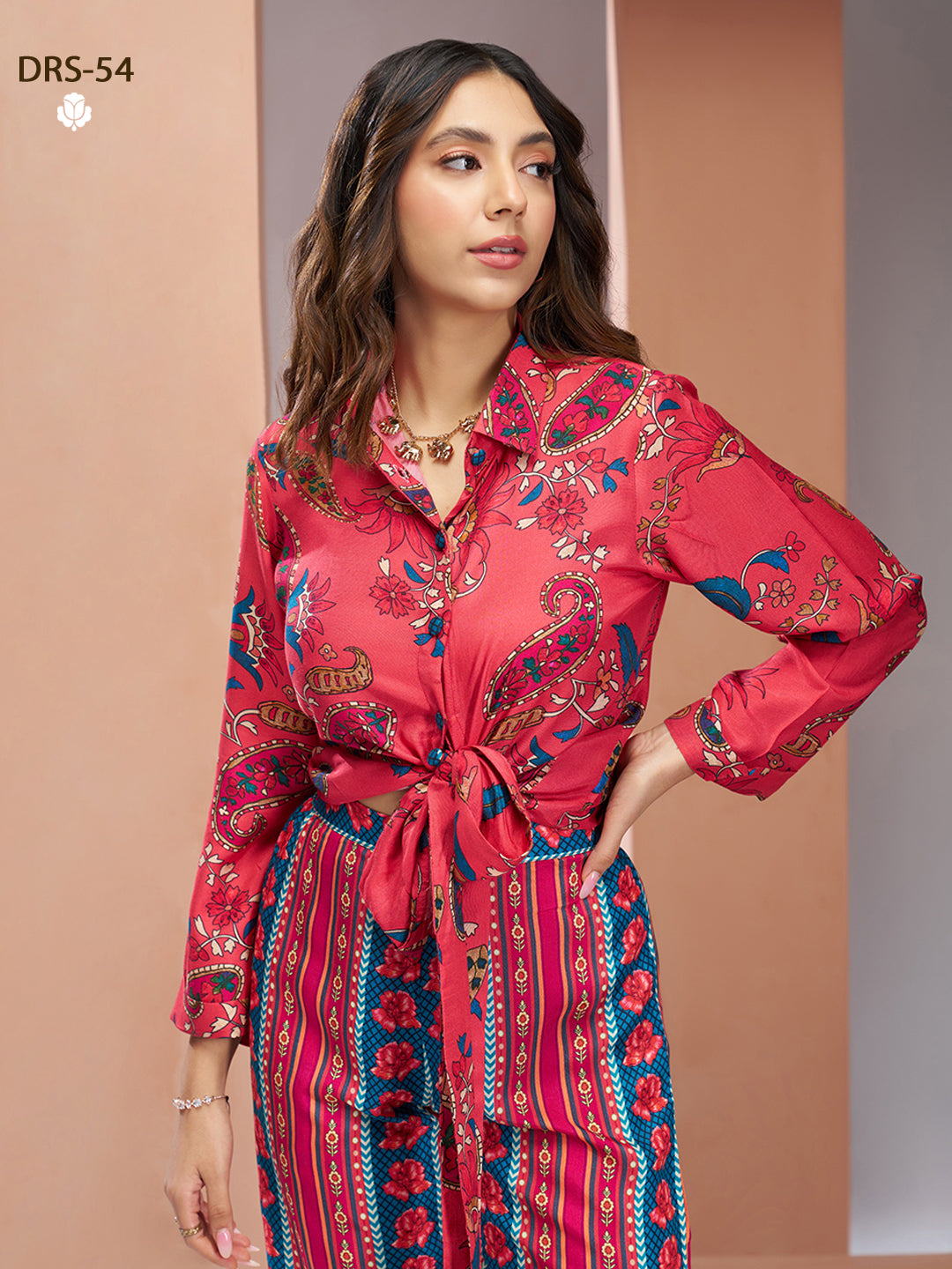 PINK PURE MUSLIN SILK PRINTED SHIRT PANT - qivii