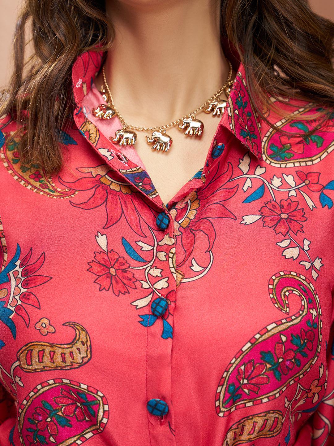 PINK PURE MUSLIN SILK PRINTED SHIRT PANT - qivii