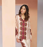 Cream Pure Muslin Silk Printed Co-ord Set