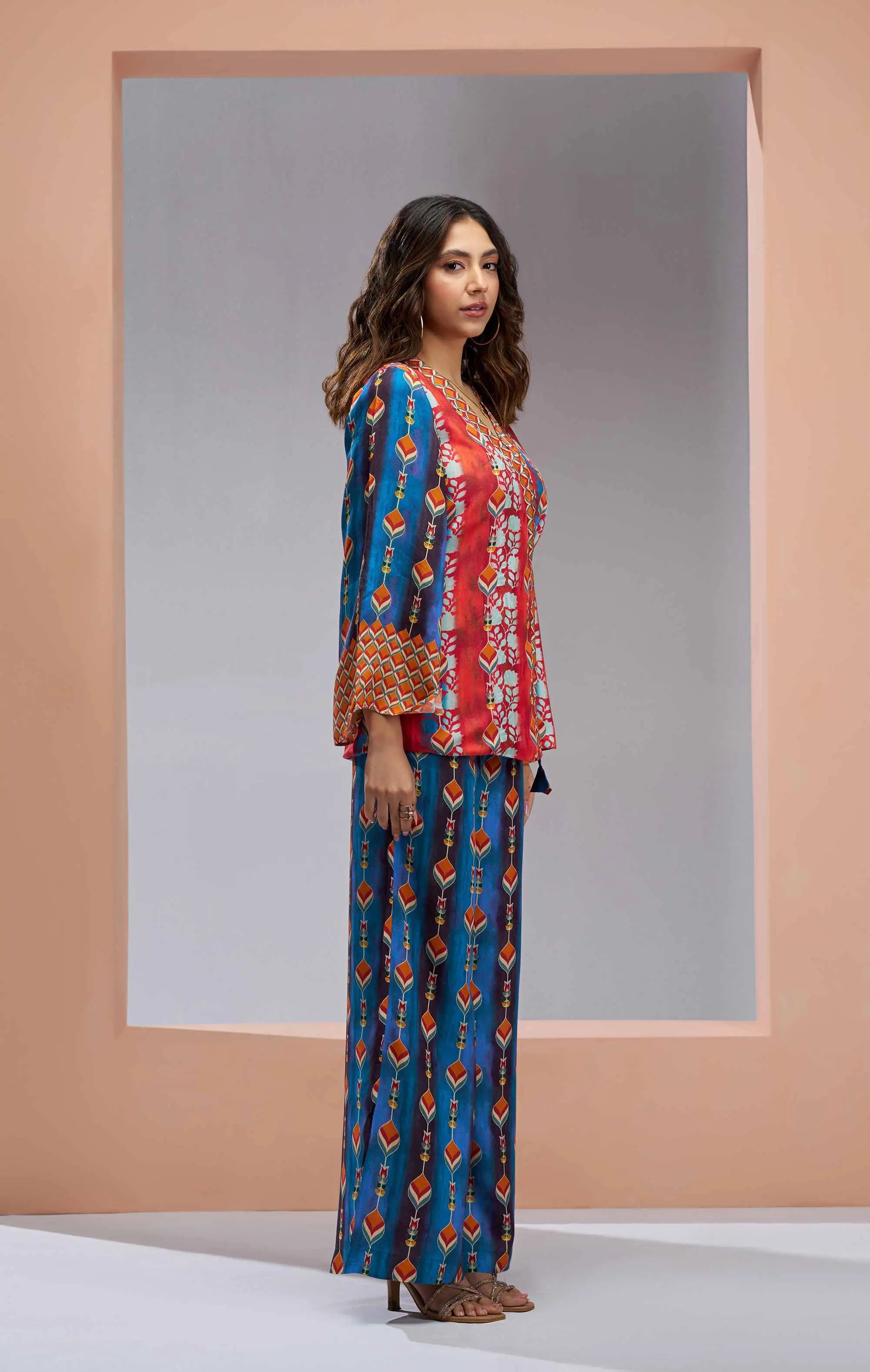 Navy Blue Pure Muslin Silk Printed Co-ord Set