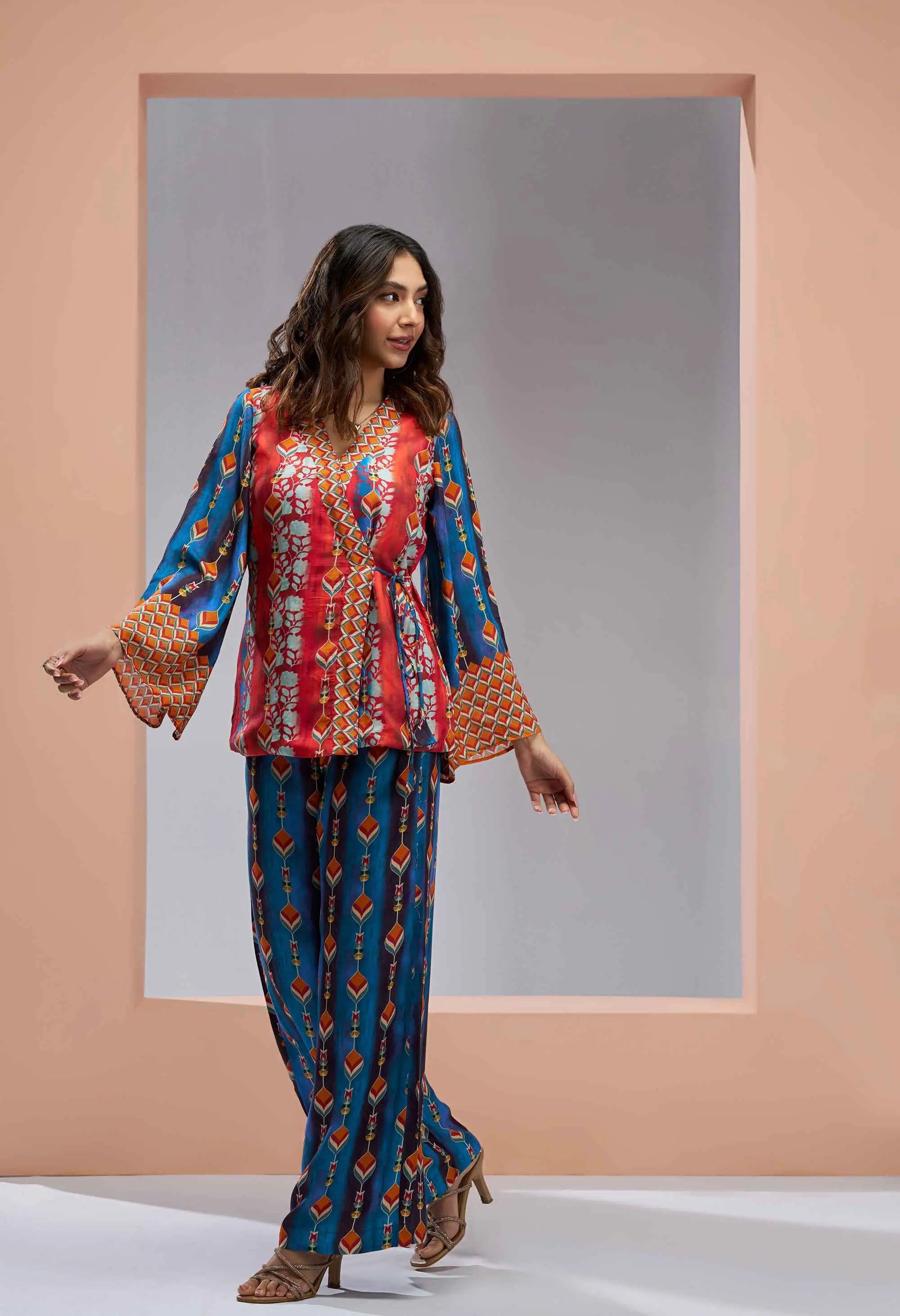 Navy Blue Pure Muslin Silk Printed Co-ord Set