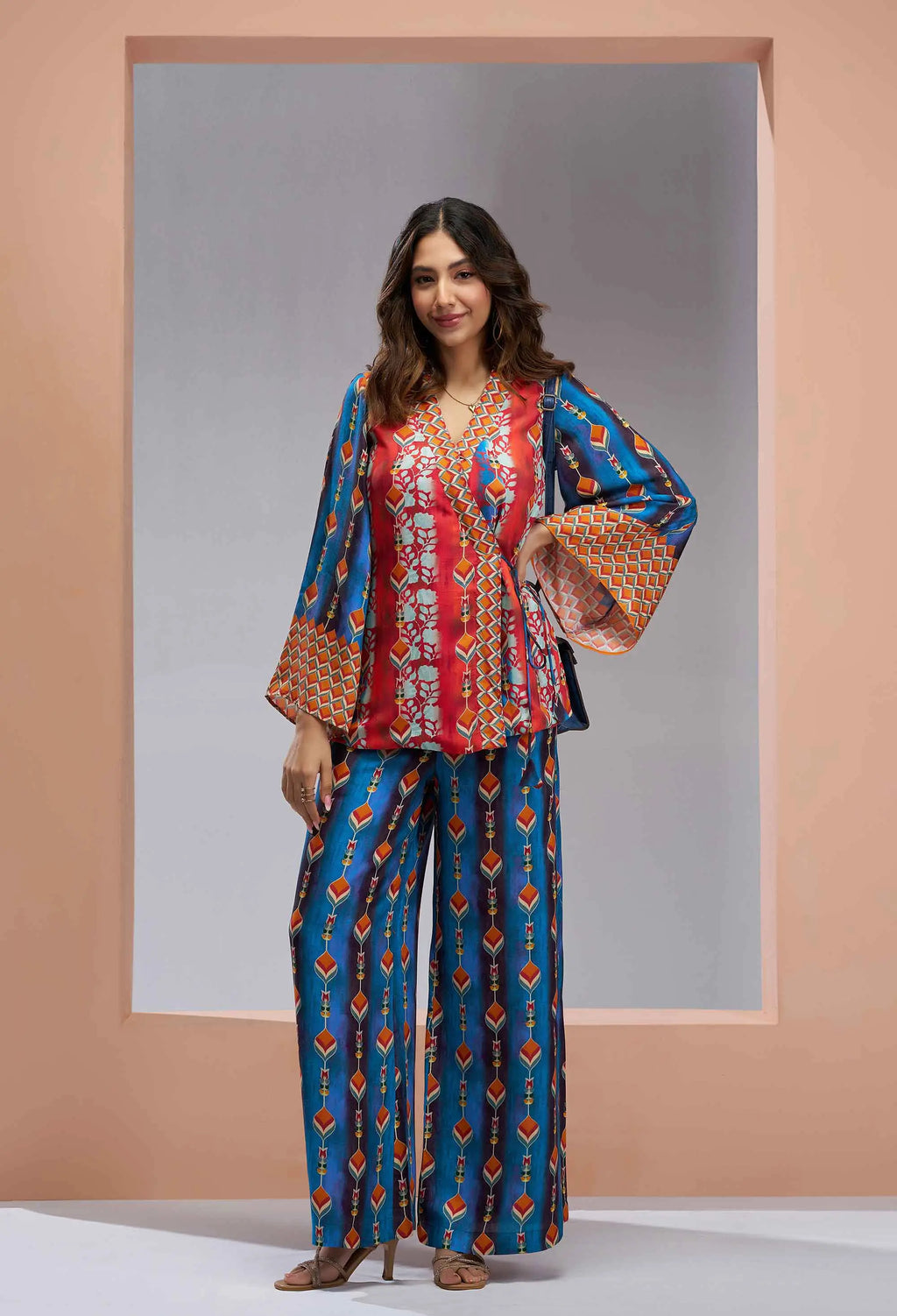 Navy Blue Pure Muslin Silk Printed Co-ord Set