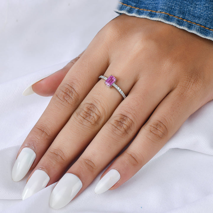 Pink Sapphire Octagon Diamond Ring - qivii