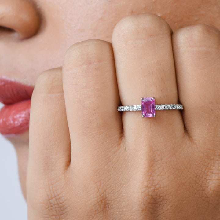 Pink Sapphire Octagon Diamond Ring - qivii