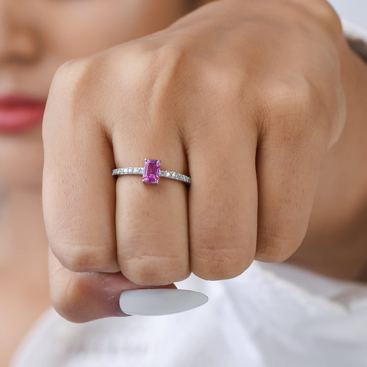 Pink Sapphire Octagon Diamond Ring - qivii