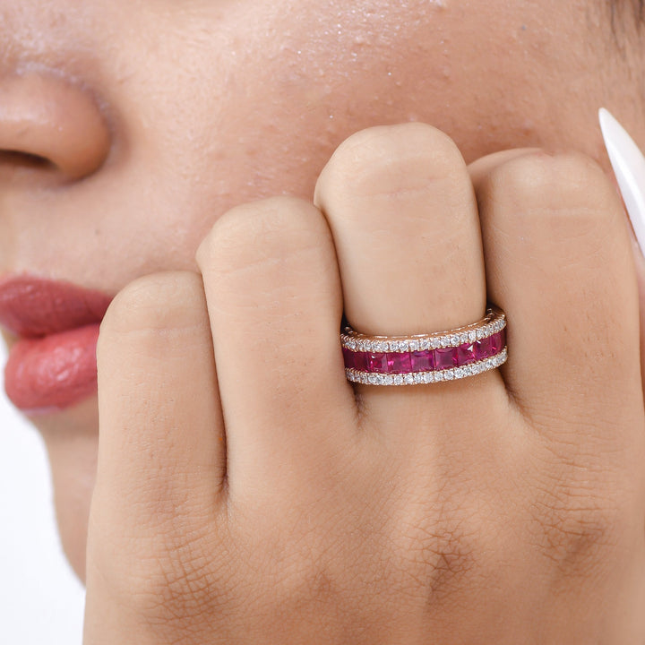 Ruby Princess Cut Diamond Ring - qivii