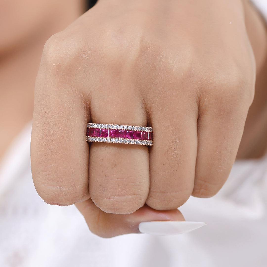 Ruby Princess Cut Diamond Ring - qivii