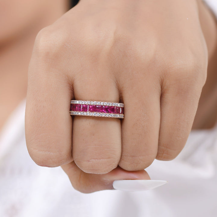 Ruby Princess Cut Diamond Ring - qivii