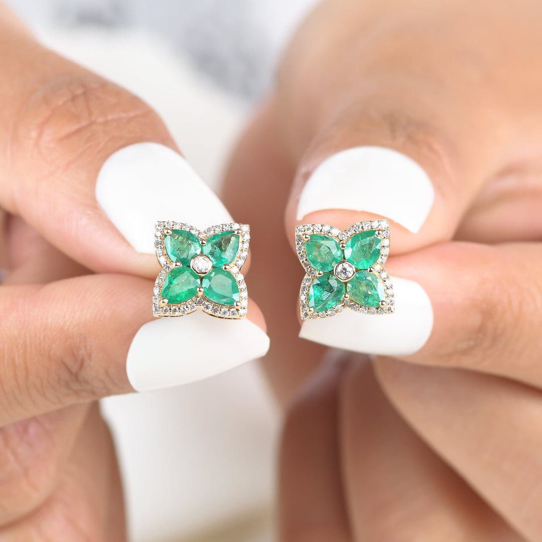 Emerald Four Pear Studs - qivii