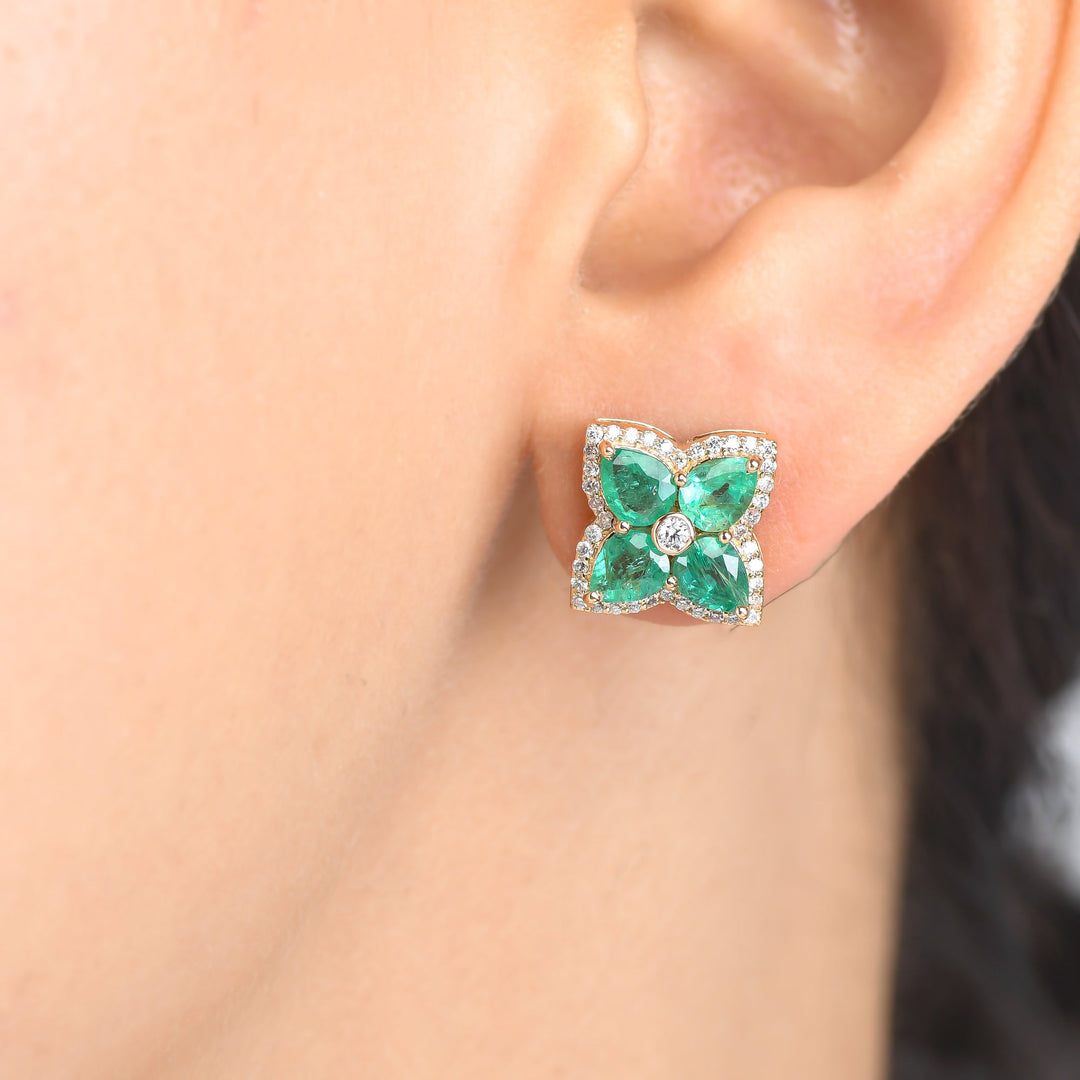 Emerald Four Pear Studs - qivii