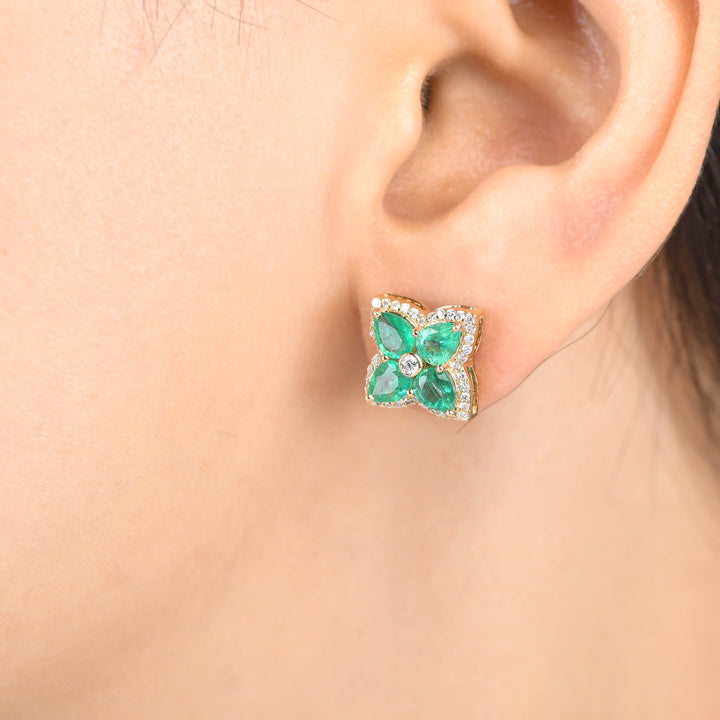 Emerald Four Pear Studs - qivii