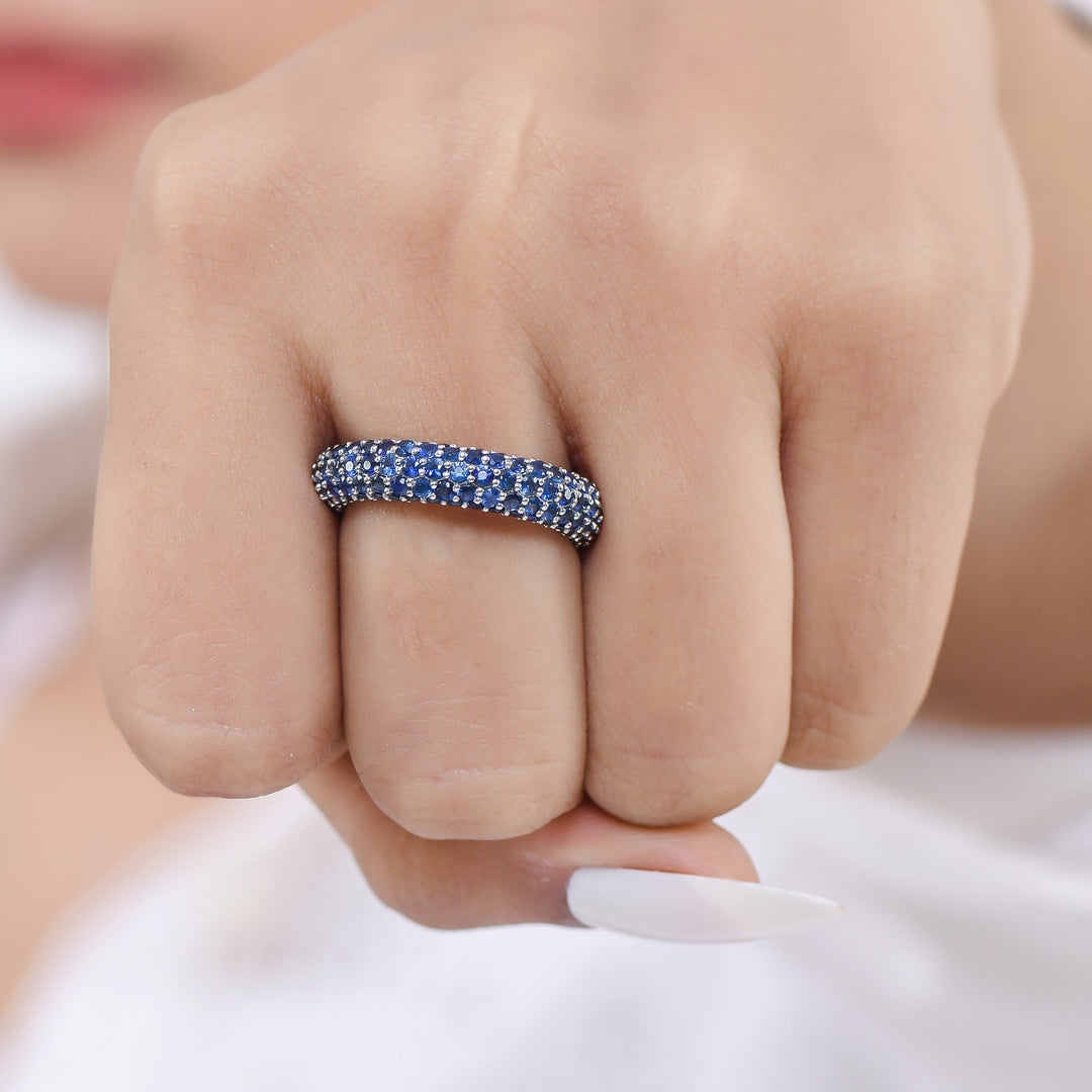 Blue Sapphire Pave Set Inside Out Ring - qivii