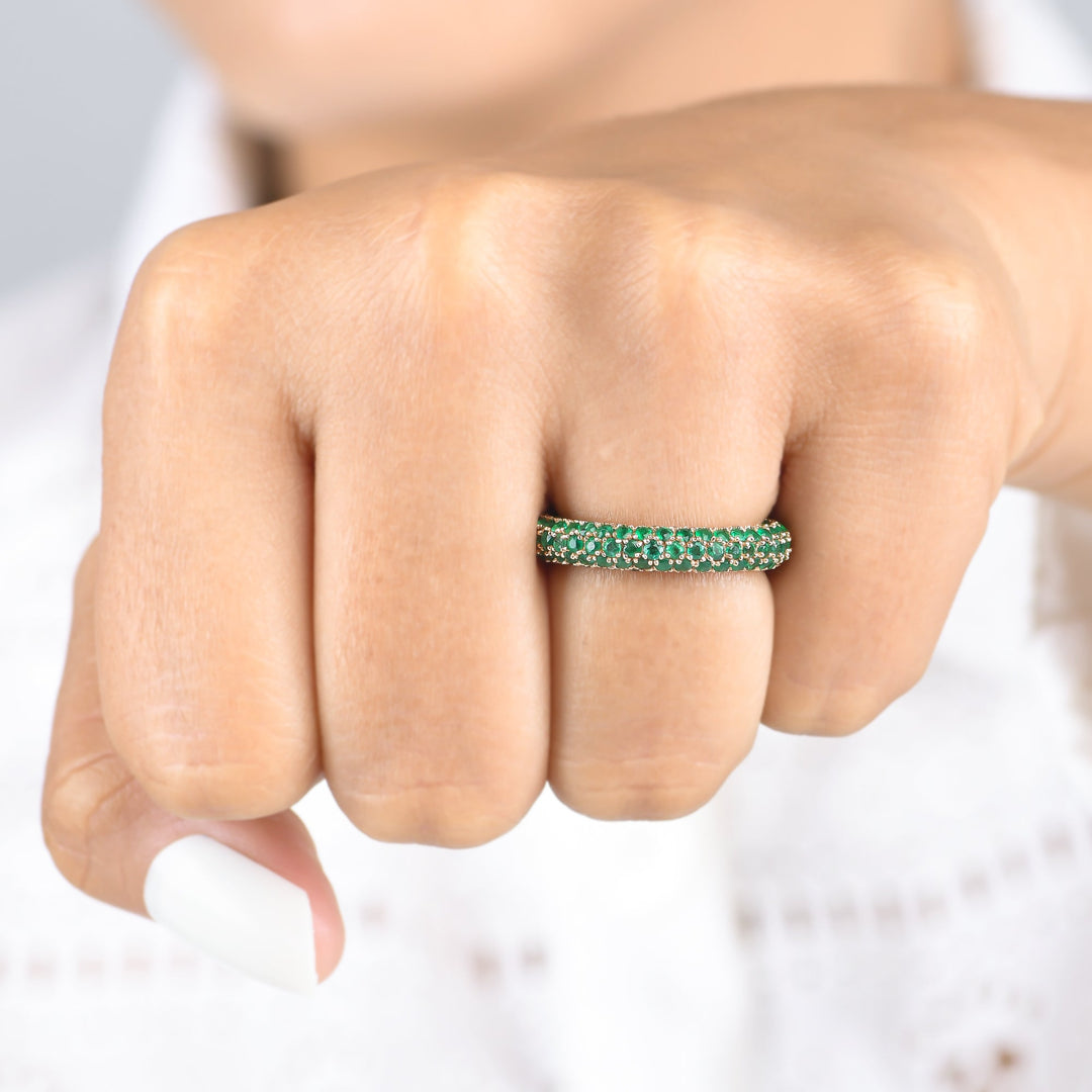 Emerald Pave Eternity Ring - qivii