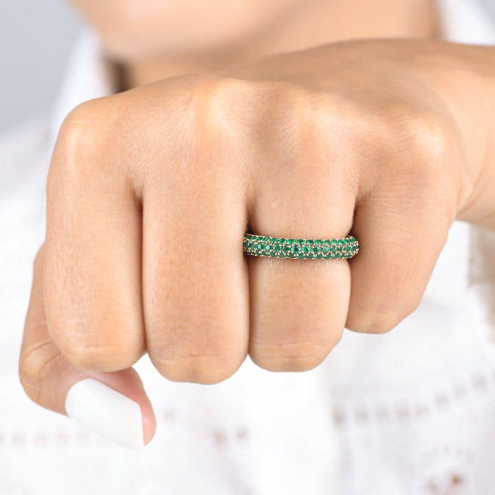 Emerald Pave Eternity Ring - qivii