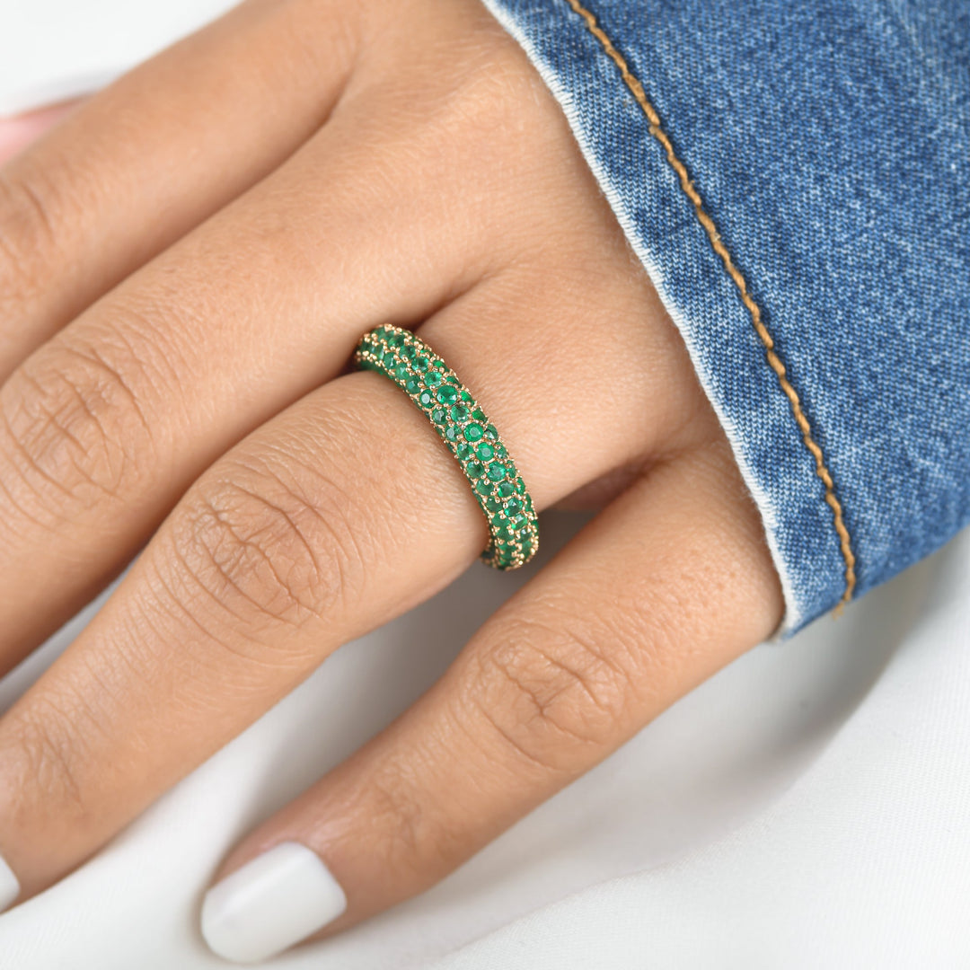Emerald Pave Eternity Ring - qivii
