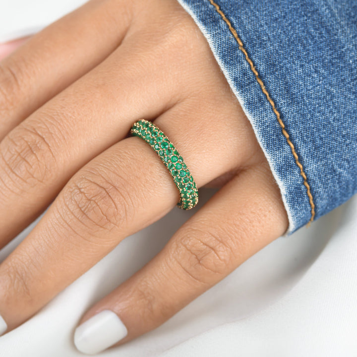 Emerald Pave Eternity Ring - qivii
