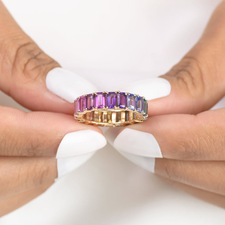 Rainbow Gemstone Vibrant Eternity Ring - qivii