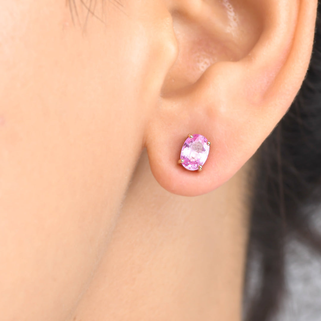 Pink Sapphire Oval Studs - qivii