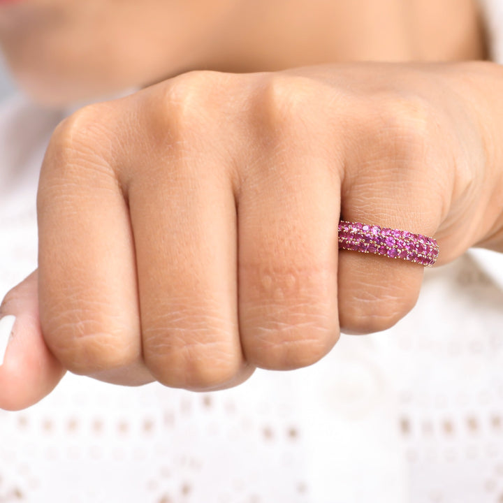 Pink Sapphire Pave Ring - qivii