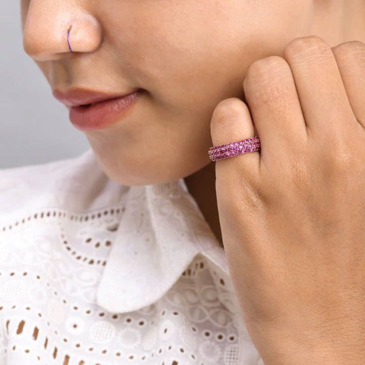 Pink Sapphire Pave Ring - qivii