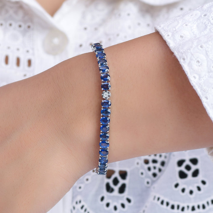 Blue Sapphire Oval Diamond Bracelet - qivii