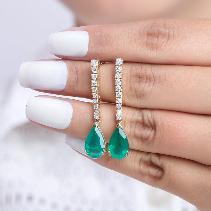 Emerald Pear Diamond Earrings - qivii