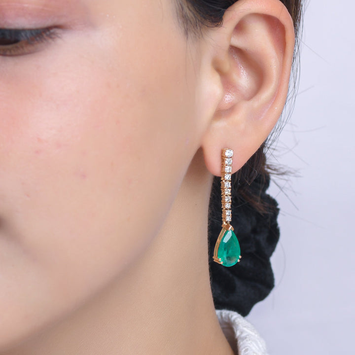 Emerald Pear Diamond Earrings - qivii