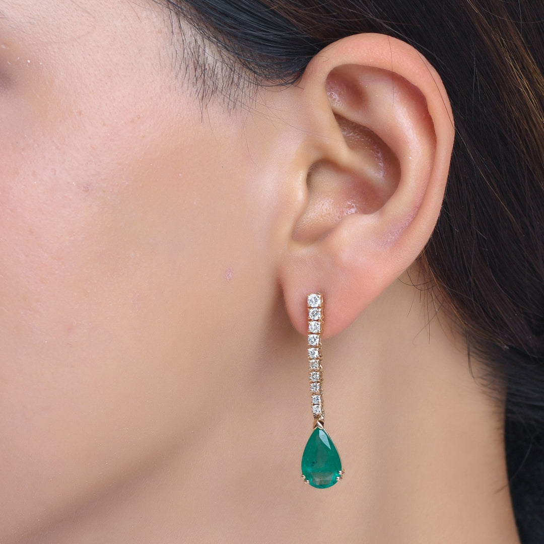 Emerald Pear Diamond Earrings - qivii