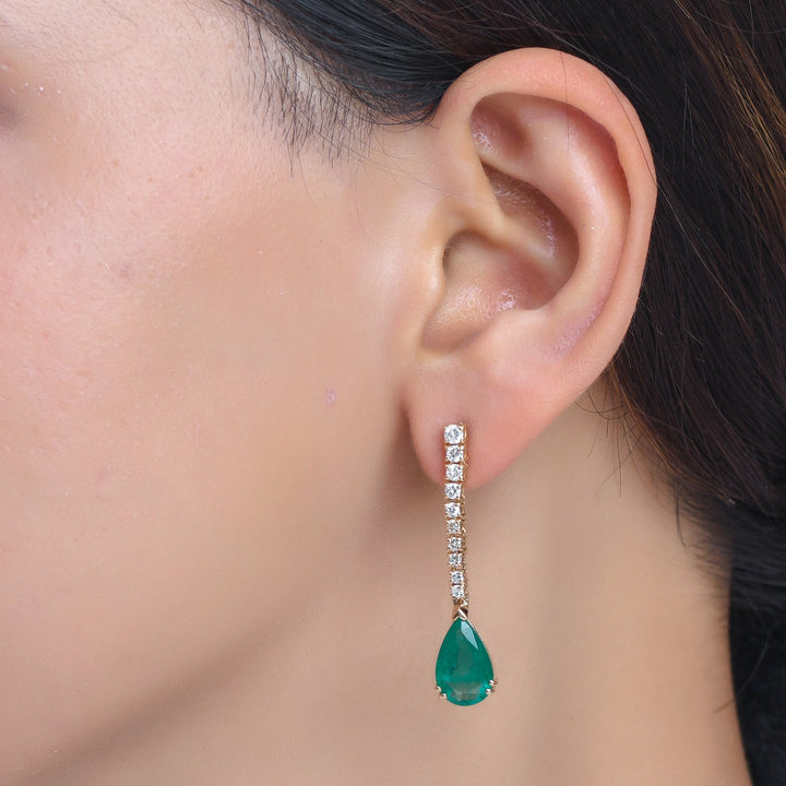 Emerald Pear Diamond Earrings - qivii