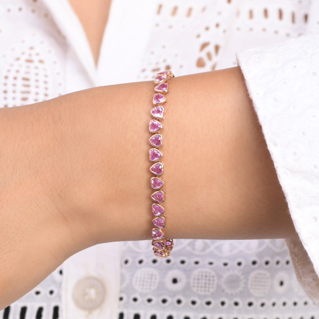 Pink Sapphire Heart Bracelet - qivii