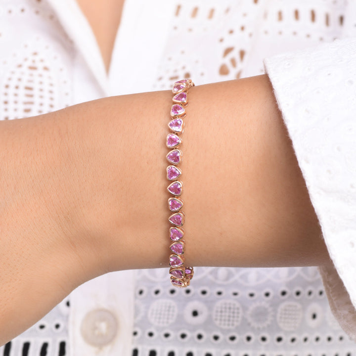 Pink Sapphire Heart Bracelet - qivii