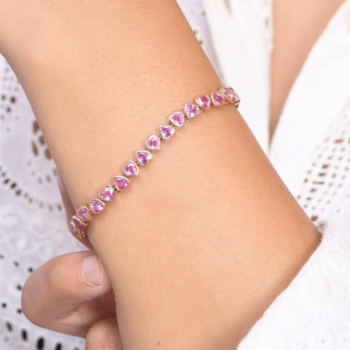 Pink Sapphire Heart Bracelet - qivii