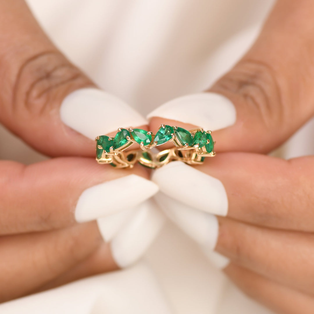 Emerald Pear Zig Zag Ring - qivii