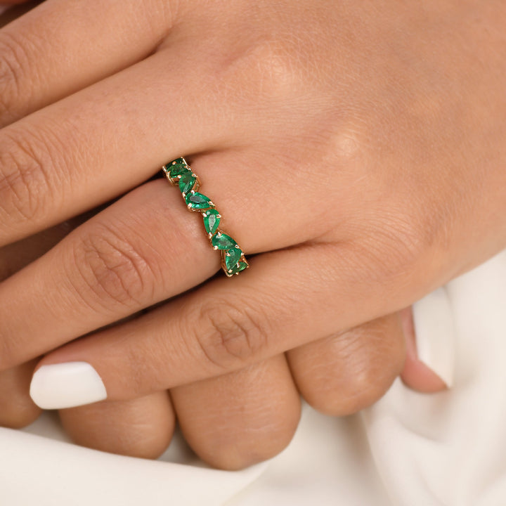 Emerald Pear Zig Zag Ring - qivii