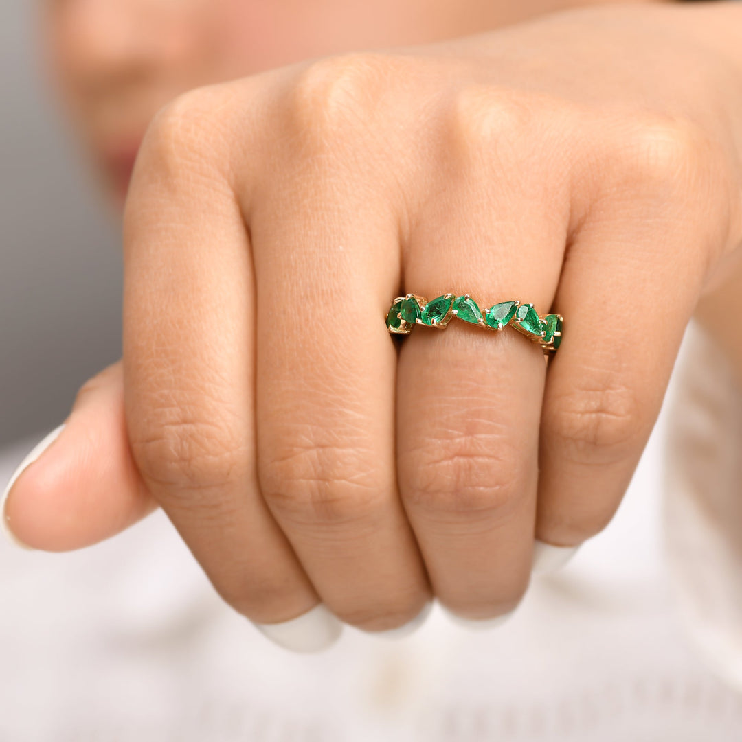 Emerald Pear Zig Zag Ring - qivii