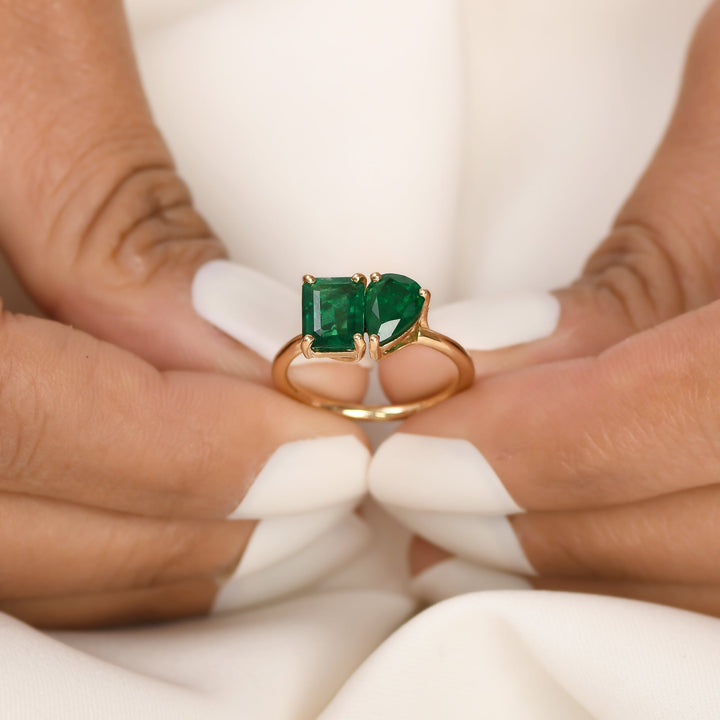 Emerald Two Stone Ring - qivii