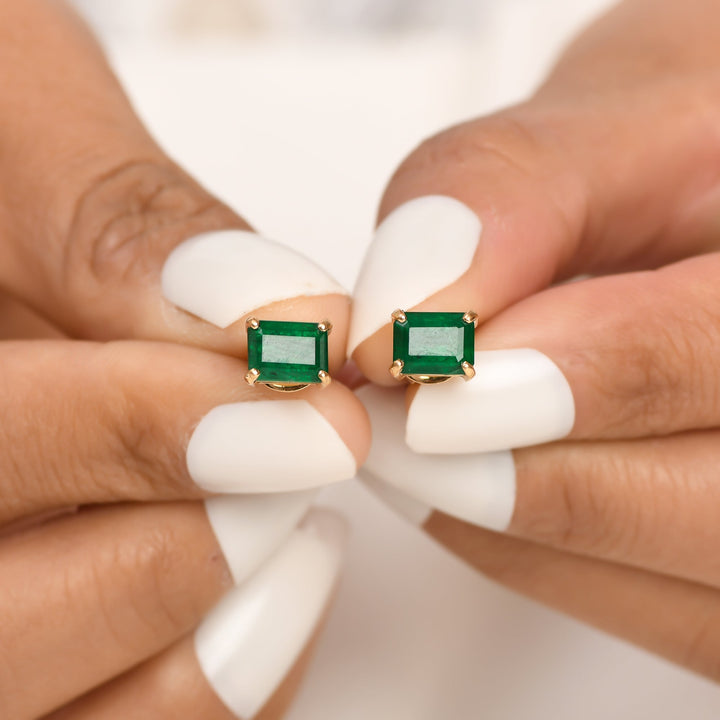 Emerald Octagon 2CTW Studs Studs - qivii