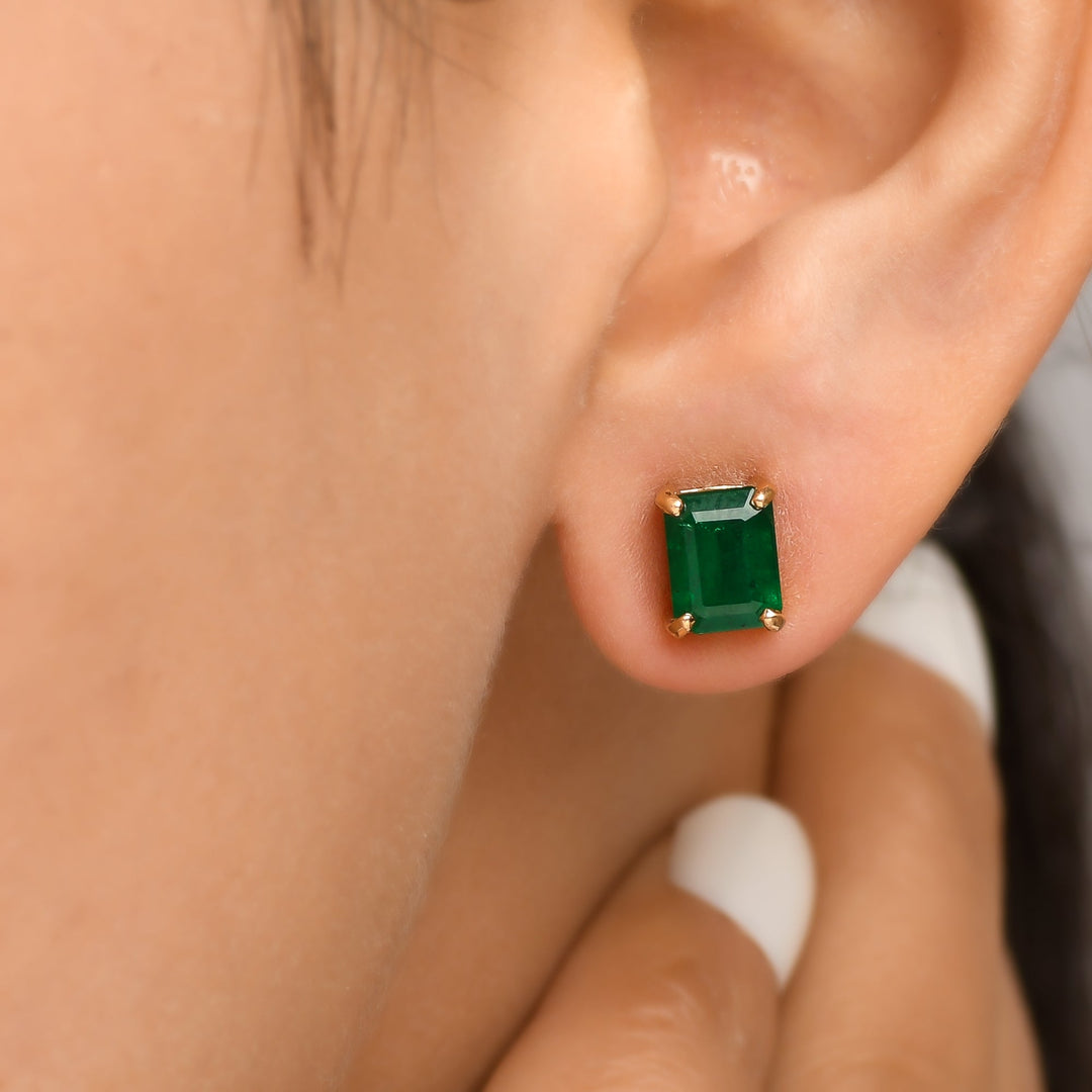 Emerald Octagon 2CTW Studs Studs - qivii