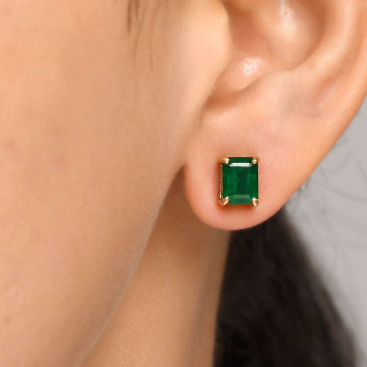 Emerald Octagon 2CTW Studs Studs - qivii