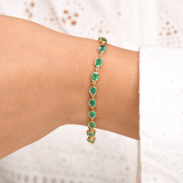 Emerald Oval Bezel Set Bracelet - qivii
