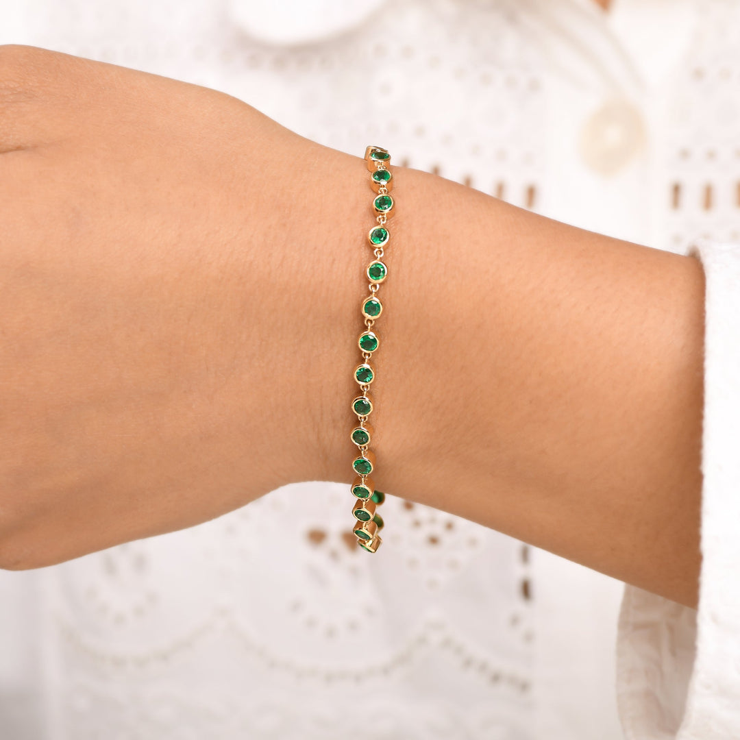 Emerald Round Link Chain Bracelet - qivii