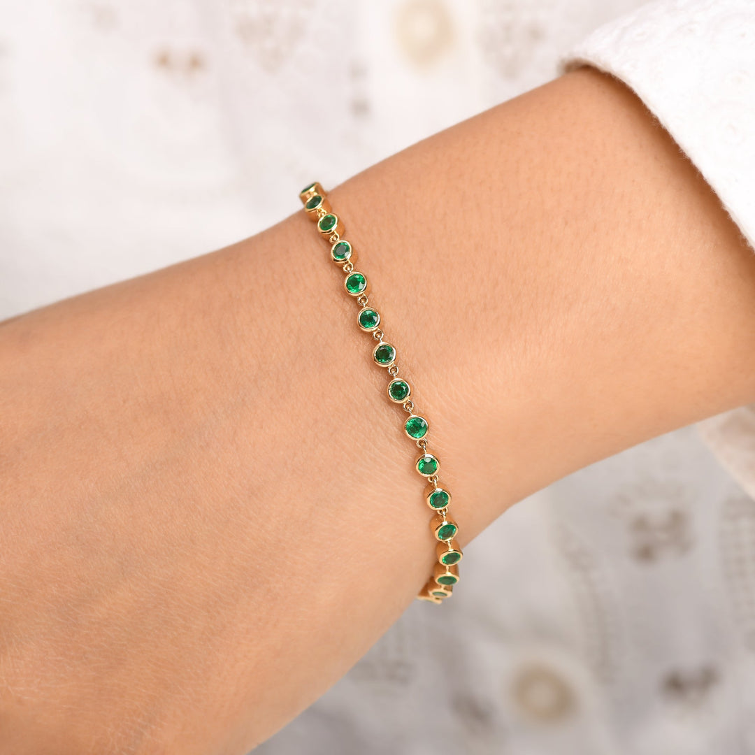 Emerald Round Link Chain Bracelet - qivii