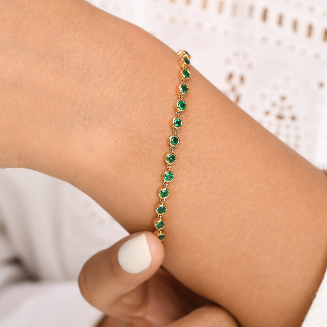 Emerald Round Link Chain Bracelet - qivii