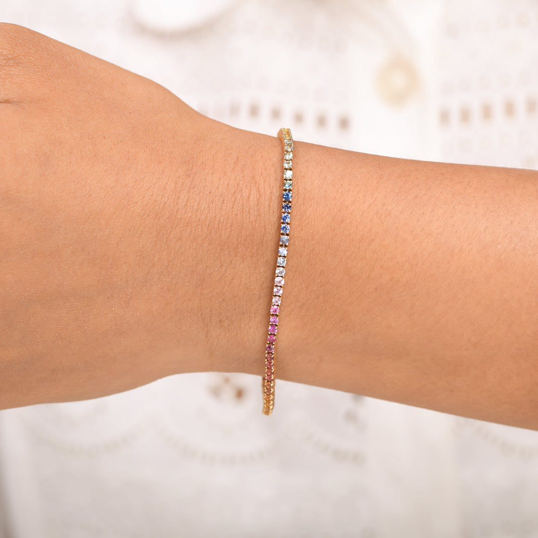 Rainbow Sapphire 2MM Bracelet - qivii